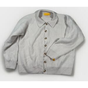 Yellow Label Co. 100% Cashmere Cardigan Button Color Oatmeal Beige Size Medium